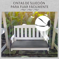 Outsunny Almofada para Banco de Exterior 110x46x5cm Capa Removível e Lavável Almofada Acolchoada para Banco Duplo de Jardim Terraço Cinza(m-4)
