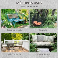 Outsunny Almofada para Banco de Exterior 110x46x5cm Capa Removível e Lavável Almofada Acolchoada para Banco Duplo de Jardim Terraço Cinza(m-6)