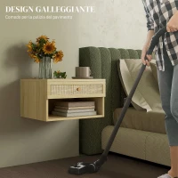 HOMCOM Set 2 Comodini con Cassetto e Ripiani Aperti in stile Boho, in Truciolato e Rattan, 40x34x23 cm(m-5)