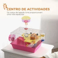 PawHut Gaiola para Hamsters com Comedouro Bebedouro Roda de Exercício Torre de Observação e Casinha 34x27x25 cm Multicolor(m-4)