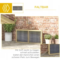 PawHut Klatka dla małych zwierząt, klatka dla królików, z otwieranym dachem, drewno jodłowe, 120x120x57 cm, Naturalny(m-6)