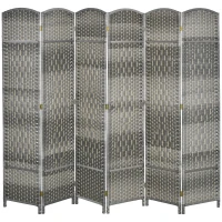 HOMCOM Biombo Dobrável de 6 Painéis Divisor de Ambientes 270x180 cm Ecrã de Privacidade de Polipropileno para Quarto Cinza Misto(m-11)