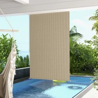 Outsunny Buitenrolgordijn, 120 x 185 cm, met Handslinger, Wand-/Plafondmontage, Aluminium Frame, Beige(m-2)