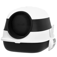 PawHut Gesloten Kattenbak met Deksel en Kattenbakschep, voor Katten tot 5 kg, 52x41x38 cm, Wit/Zwart(m-1)