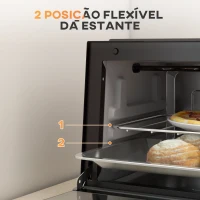 HOMCOM Mini Forno Elétrico 9L com Temperatura Ajustável até 230°C Temporizador 60 min e Bandeja para Assar 35x24,6x20 cm Preto(m-5)