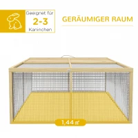 PawHut Klatka dla małych zwierząt, klatka dla królików, z otwieranym dachem, drewno jodłowe, 120x120x57 cm, Naturalny(m-4)