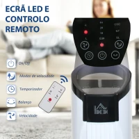 HOMCOM Ventoinha de Coluna 50W com Controlo Remoto 3 Velocidades Ecrã LCD Temporizador 7,5h e Oscilante 70° Ø20x78,5 cm Branco(m-4)