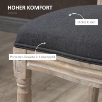 HOMCOM Keukenstoelen Set van 2, Zacht Gepolsterd, Vintage Ontwerp, Rattan Look, Grijs(m-5)