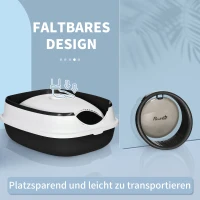 PawHut Gesloten Kattenbak met Deksel en Kattenbakschep, voor Katten tot 5 kg, 52x41x38 cm, Wit/Zwart(m-7)