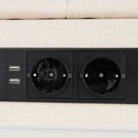 Letto Singolo con Testiera USB e LED, 90x200 cm, con 2 Cassetti e Rete in Legno, Beige(m-10)