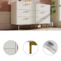 Cómoda y Aparador Moderna con 6 Cajones Aparador Elegante para Dormitorio y Espacios Habitables Blanco(m-8)