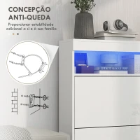 HOMCOM Móvel Sapateira de Entrada com Luzes LED Prateleira Aberta e 2 Gavetas Basculantes para 12-16 Pares 80x24x99,5 cm Branco Brilhante(m-7)