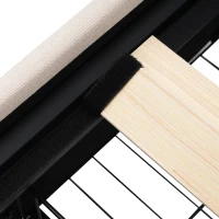 Letto Matrimoniale con LED e 4 Cassetti, Testiera Regolabile in Altezza, Testata Letto Matrimoniale Imbottita, Struttura Letto Matrimoniale in Legno (Senza Materasso), Beige(m-9)