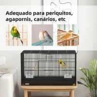 PawHut Gaiola para Pássaros 77x46x45 cm Gaiola de Metal para Pássaros com Bandeja Amovível 2 Poleiros e 2 Comedouros Preto(m-6)