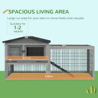 PawHut Wooden Rabbit Hutch with Outdoor Run Grey(m-4)