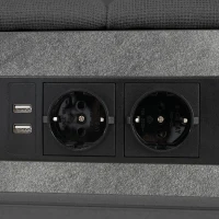 Letto Matrimoniale con Contenitore, Illuminazione LED, Caricatore USB Integrato, Testiera e 4 Cassetti, Struttura in Legno, Grigio(m-10)