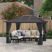 Outsunny 3 x 3.6m Hardtop Aluminium Gazebo - Black and Grey(m-10)