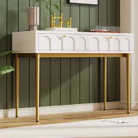Toletta Elegante con 2 Cassetti, Design Classico per Camera da Letto, Bianco Crema(m-4)