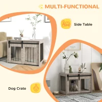 PawHut Dog Crate Furniture with Removable Cushion for Medium Dogs, 80 x 54 x 57cm - Brown(m-5)