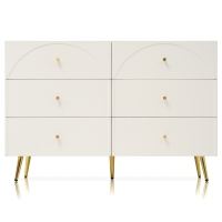 Cassettiera Elegante con 6 Cassetti, Bianco Crema