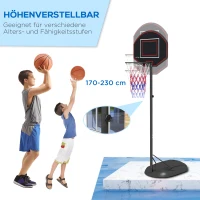 SPORTNOW Basketbalpaal, verstelbaar, stevig, 1,7-2,3 m korbhoogte, stalen frame, Zwart(m-5)