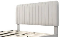Letto Matrimoniale Imbottito in Tessuto Lino 180x200 cm, con Testiera Regolabile e Rete a Doghe, Senza Materasso, Grigio-Beige(m-8)