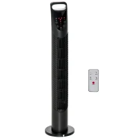 HOMCOM Wieżowy Wentylator, 3 Tryby, Cicha Praca, Timer, Pilot, 18x78,5cm, Czarny(m-10)