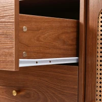 Credenza Moderna con 2 Ante e 3 Cassetti, Ripiano Regolabile, per Soggiorno e Camera da Letto, Colore noce(m-10)