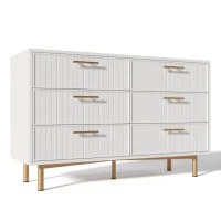 Cómoda y Aparador Moderna con 6 Cajones Aparador Elegante para Dormitorio y Espacios Habitables Blanco(m-6)