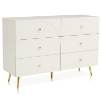 Cassettiera Elegante con 6 Cassetti, Bianco Crema