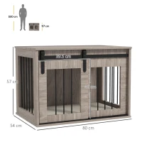 PawHut Dog Crate Furniture with Removable Cushion for Medium Dogs, 80 x 54 x 57cm - Brown(m-3)