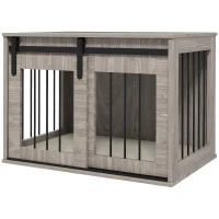 PawHut Dog Crate Furniture with Removable Cushion for Medium Dogs, 80 x 54 x 57cm - Brown(m-1)