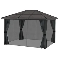 Outsunny 3 x 3.6m Hardtop Aluminium Gazebo - Black and Grey(m-8)