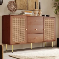 Credenza Moderna con 2 Ante e 3 Cassetti, Ripiano Regolabile, per Soggiorno e Camera da Letto, Colore noce(m-4)