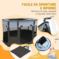 PawHut Box per Animali con 7 Finestre, 3 Porte e 2 Borse Portaoggetti, in Poliestere e Acciaio, 84x64x53 cm(m-6)