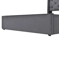 Letto Matrimoniale Idraulico Imbottito 140x200 cm con Rete a Doghe in Metallo, Struttura Moderna con Contenitore, Tessuto in Cotone (Con Materasso Incluso) - Letto Matrimoniale con Contenitore, Testata Imbottita, Grigio(m-9)