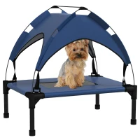 PawHut Cooling Raised Pet Bed w/ Washable Breathable Mesh, for Mini Small Dogs, 61 x 46 x 63cm - Dark Blue(m-11)
