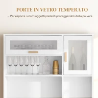 HOMCOM Mobile Dispensa con Portabottiglie, Armadietti, Ripiani e Cassetto, in Truciolato e Legno, 100x38x172 cm, Bianco(m-7)