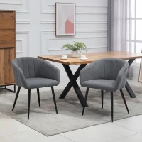 HOMCOM set 2 scaune capitonate, 62x56x76 cm, gri inchis(m-10)