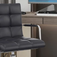 HOMCOM Scaun Rotativ cu Brațe din Piele Sintetică, Negru 52.5x54x94cm(m-13)