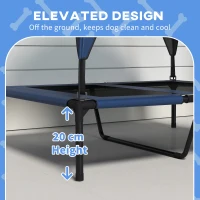 PawHut Cooling Raised Pet Bed w/ Washable Breathable Mesh, for Medium, Large Dogs, 91 x 76 x 89cm - Dark Blue(m-7)