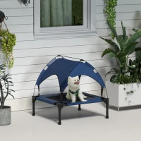 PawHut Cooling Raised Pet Bed w/ Washable Breathable Mesh, for Small Medium Dogs, 76 x 61 x 69.5cm - Dark Blue(m-10)