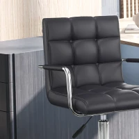 HOMCOM Scaun Rotativ cu Brațe din Piele Sintetică, Negru 52.5x54x94cm(m-12)