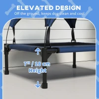 PawHut Cooling Raised Pet Bed w/ Washable Breathable Mesh, for Small Medium Dogs, 76 x 61 x 69.5cm - Dark Blue(m-7)