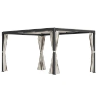 Outsunny Pergola z Pawilonem, 4 Zasłony, 1 Ruchomy Dach, Ochrona Przed Słońcem, Beżowy(m-1)