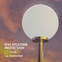 Outsunny Stâlp de Iluminat pentru Exterior, Impermeabil, Lampion cu Stâlp din Oțel și Abajur Rotund din Acrilic, Ø25x223 cm, Alb Crem(m-4)