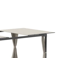 Outsunny Pergola z Pawilonem, 4 Zasłony, 1 Ruchomy Dach, Ochrona Przed Słońcem, Beżowy(m-9)