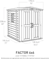 Keter Casetta da Giardino Factor 6x6, Beige, 178 X 195,5 X 208 h(m-3)
