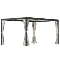 Outsunny Pergola z Pawilonem, 4 Zasłony, 1 Ruchomy Dach, Ochrona Przed Słońcem, Beżowy(m-10)