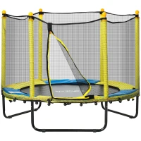 HOMCOM 4.6FT Kids Trampoline, with Safety Net, for Kids 3-10 Years - Yellow(m-11)